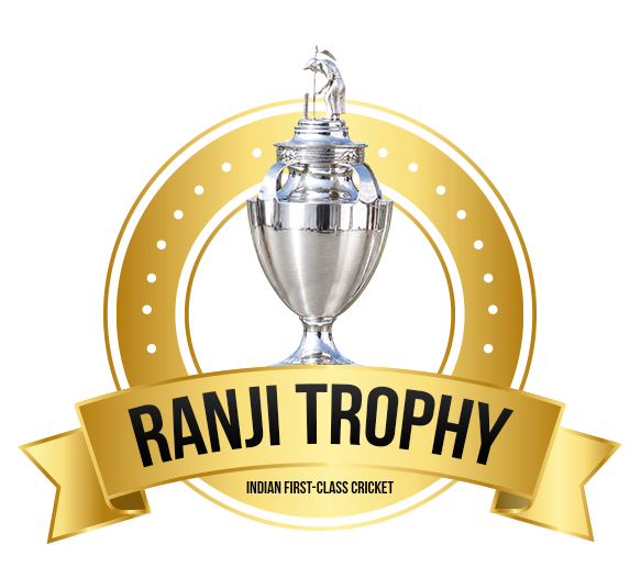 Silver Ranji Trophy featured inside a golden circular crest for Indian domestic first-class cricket on Spin24Star.
