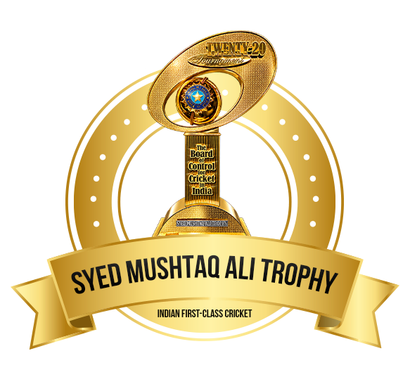 Golden Syed Mushtaq Ali Trophy T20 tournament badge for Indian domestic cricket on Spin24Star.